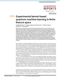 Experimental Kernel-Based Quantum Machine Learning in Finite Feature