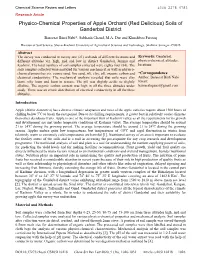 Physico-Chemical Properties of Apple Orchard (Red Delicious) Soils of Ganderbal District Baseerat Binti Nabi*, Subhash Chand, M.A
