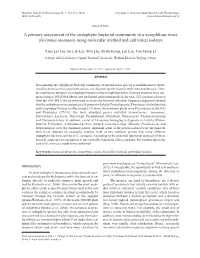 A Primary Assessment of the Endophytic Bacterial Community in a Xerophilous Moss (Grimmia Montana) Using Molecular Method and Cultivated Isolates
