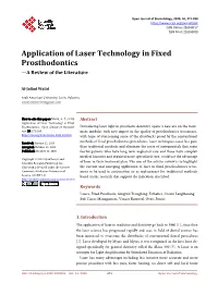 Application of Laser Technology in Fixed Prosthodontics —A Review of the Literature