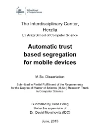Automatic Trust Based Segregation for Mobile Devices