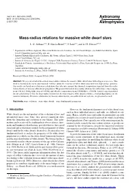 Mass-Radius Relations for Massive White Dwarf Stars