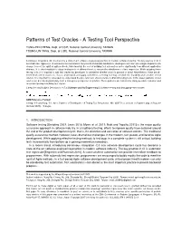 Patterns of Test Oracles - a Testing Tool Perspective