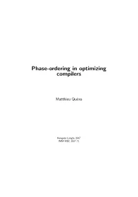Phase-Ordering in Optimizing Compilers