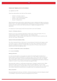 Website and Telephone Terms and Conditions