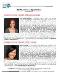 2018 Conference Speaker List As of 04/07/2018