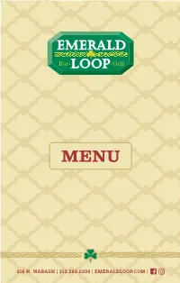 216 N. Wabash | 312.263.0200 | Emeraldloop.Com | Snacks & Sharing