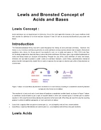 Lewis and Bronsted Concept of Acids and Bases