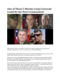 One of These 5 Marine Corps Generals Could Be the Next Commandant