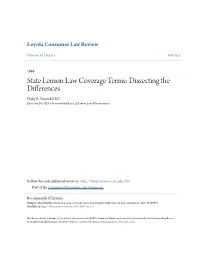 State Lemon Law Coverage Terms: Dissecting the Differences Philip R