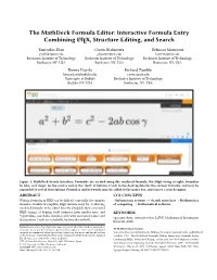 The Mathdeck Formula Editor