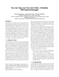 You Can Type, but You Can't Hide: a Stealthy GPU-Based Keylogger