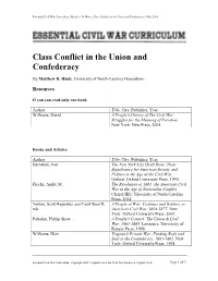 Class Conflict in the Union and Confederacy | May 2018