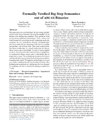 Formally Verified Big Step Semantics out of X86-64 Binaries