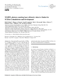 MABEL Photon-Counting Laser Altimetry Data in Alaska for Icesat-2 Simulations and Development