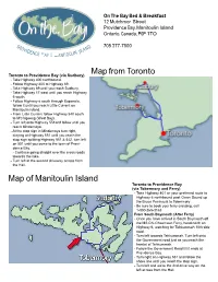 Map from Toronto Map of Manitoulin Island