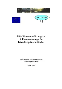 A Phenomenology for Interdisciplinary Studies