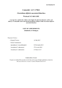 Cadazolid / ACT-179811 Clostridium Difficile-Associated Diarrhea Protocol AC-061A303