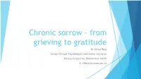Chronic Sorrow – from Grieving to Gratitude
