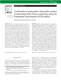 Confirmation of Presumptive Salmonella Colonies Contaminated
