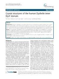 Crystal Structures of the Human Dysferlin Inner Dysf Domain Altin Sula1, Ambrose R Cole1, Corin Yeats2,3, Christine Orengo2 and Nicholas H Keep1*