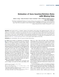 Estimation of Gene Insertion/Deletion Rates with Missing Data