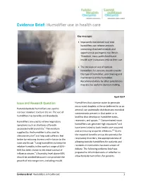 Humidifier Use in Health Care