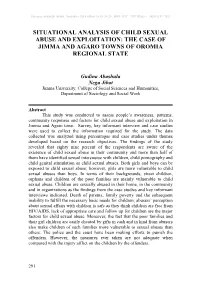 Situational Analysis of Child Sexual Abuse and Exploitation: the Case of Jimma and Agaro Towns of Oromia Regional State