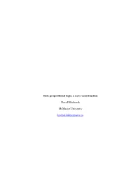 Stoic Propositional Logic: a New Reconstruction