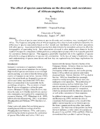 The Effect of Species Associations on the Diversity and Coexistence of African Ungulates