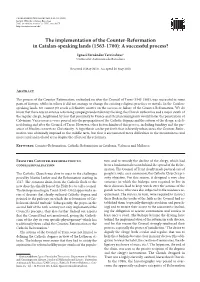 The Implementation of the Counter-Reformation in Catalan-Speaking Lands (1563-1700): a Successful Process?