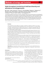 Throughput Monitoring of Wild Bee Diversity and Abundance Via Mitogenomics