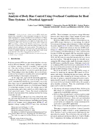 Analysis of Body Bias Control Using Overhead Conditions for Real Time Systems: a Practical Approach∗