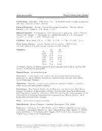 Arsentsumebite Pb2cu(Aso4)(SO4)(OH) C 2001-2005 Mineral Data Publishing, Version 1