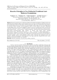 Bioactive Principles in Two Polyherbal Traditional Anti- Diabeteic Formulations