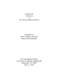 Guide to the Collection of Dr. Frances Cabaniss Roberts