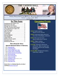 Jan 2019) Editor Dick Motz in This Issue Upcoming Events Revolutionary War Battles in Jan