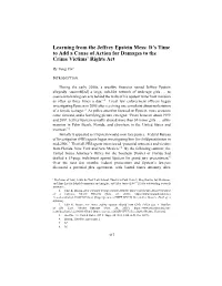 Learning from the Jeffrey Epstein Mess: It’S Time to Add a Cause of Action for Damages to the Crime Victims’ Rights Act
