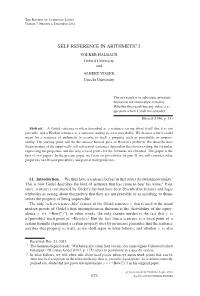 SELF-REFERENCE in ARITHMETIC I VOLKER HALBACH Oxford University and ALBERT VISSER Utrecht University