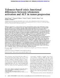 Telomere-Based Crisis: Functional Differences Between Telomerase Activation and ALT in Tumor Progression