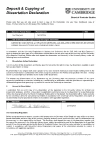 Deposit & Copying of Dissertation Declaration