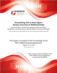 Everything Old Is New Again: Binary Security of Webassembly