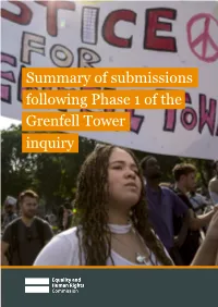 Grenfell Tower Inquiry Summary of Submissions Following Phase 1 of the Grenfell Tower Inquiry Summary