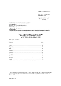 International Cooperation in the Peaceful Uses of Outer Space: Activities of Member States