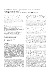 Population Statistics of Protein Structures: Lessons from Structural Classiﬁcations Steven E Brenner∗§, Cyrus Chothia² and Tim JP Hubbard³
