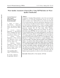 Water Quality Assessment of Qazvin River Using NSFWQI Index for Water Quality Classification
