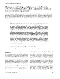 Changes in Flowering and Abundance of Delphinium Nuttallianum (Ranunculaceae) in Response to a Subalpine Climate Warming Experiment