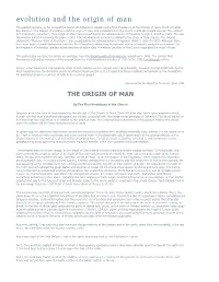 Evolution and the Origin of Man