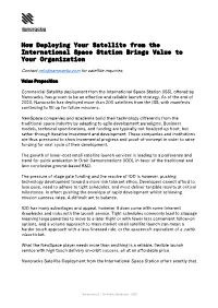 How Deploying Your Satellite from the International Space Station Brings Value to Your Organization