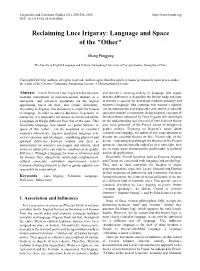 Reclaiming Luce Irigaray: Language and Space of the "Other"